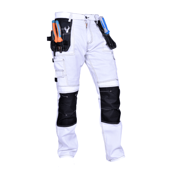 Mens Construction Cordura Pants Carpenter Utility Tool Pockets Heavy