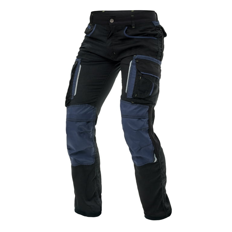 Mens Construction Pants Utility Work Heavy Duty Workwear Trousers Carpenter  Knee Reinforcement Cordura Safety Pants Black W38-L32