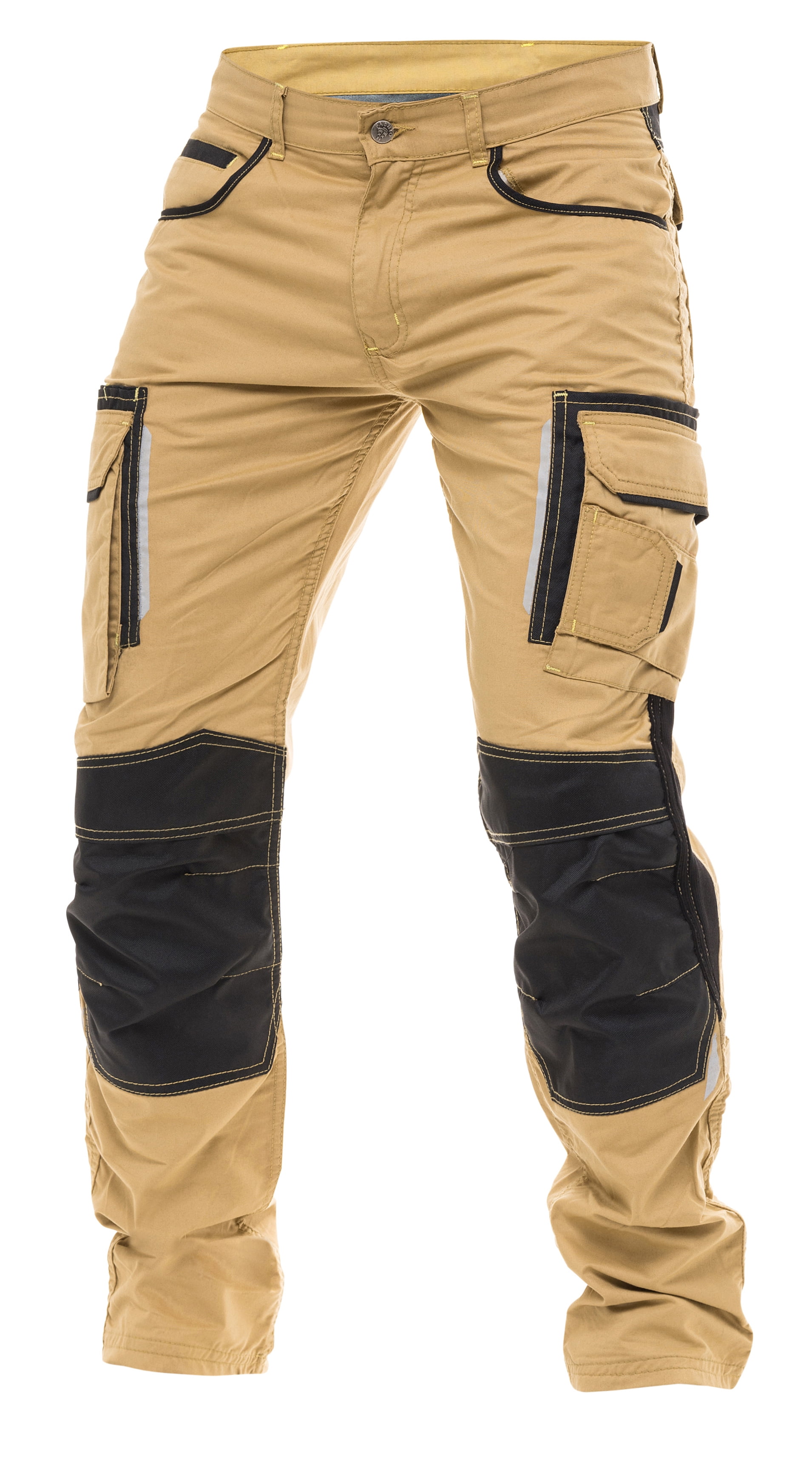 Mens Construction Pants Utility Work Heavy Duty Workwear Trousers Carpenter  Knee Reinforcement Cordura Safety Pants Khaki W40-L30