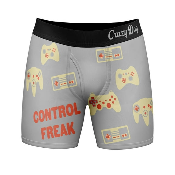 Mens Control Freak Boxer Briefs Funny Video Game Gamer Gift Graphic Novelty Underwear