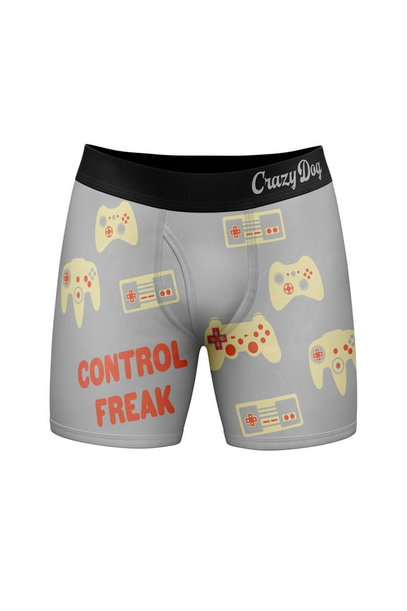 Mens Control Freak Boxer Briefs Funny Video Game Gamer Gift Graphic Novelty Underwear