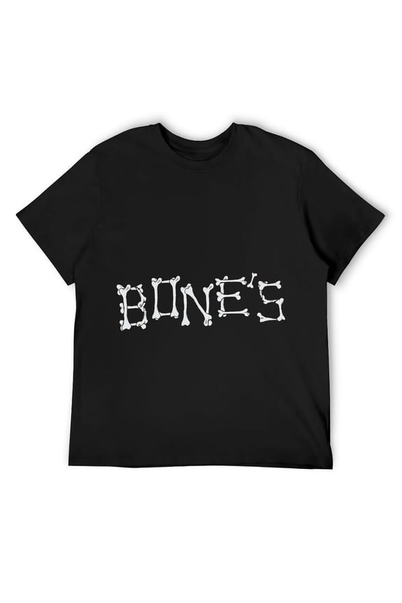 Mens Cool Bone's Bone's Bone's Design Short Sleeve T-Shirt Black