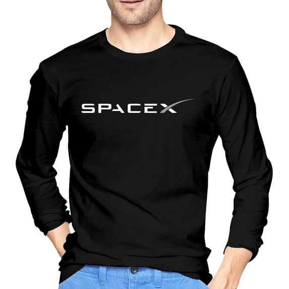 Mens Cool SPACEX Long Sleeve T-Shirts Crew Neck Top Clothing T Shirt