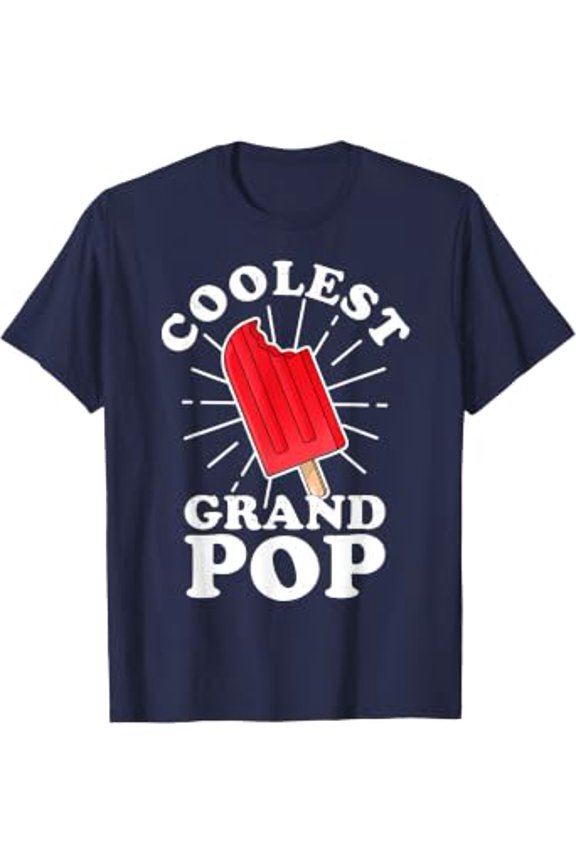 Mens Coolest Grandpop Funny Ice Pop Ice Cream Grandpa Fathers Day T-Shirt