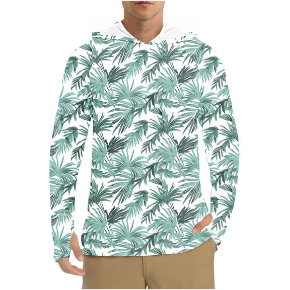 Mens Cooling Fishing Shirts Sun Protection Lightweight Hoodies Comfy Long Sleeve Thumb Hole Hiking Tops L