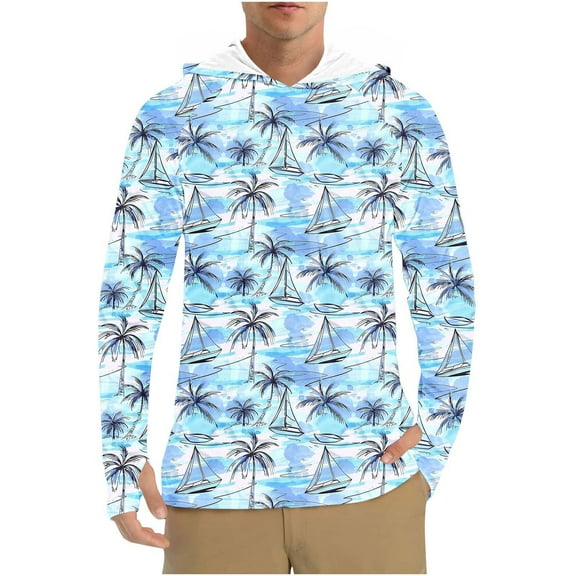 Mens Cooling Fishing Shirts Sun Protection Lightweight Hoodies Comfy Long Sleeve Thumb Hole Hiking Tops M