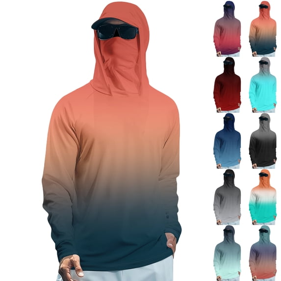 Mens Cooling Hoodies 2026 Hiking Fishing Summer Long Sleeve Casual Upf 50 Breathable Lightweight Shirts, 2XL