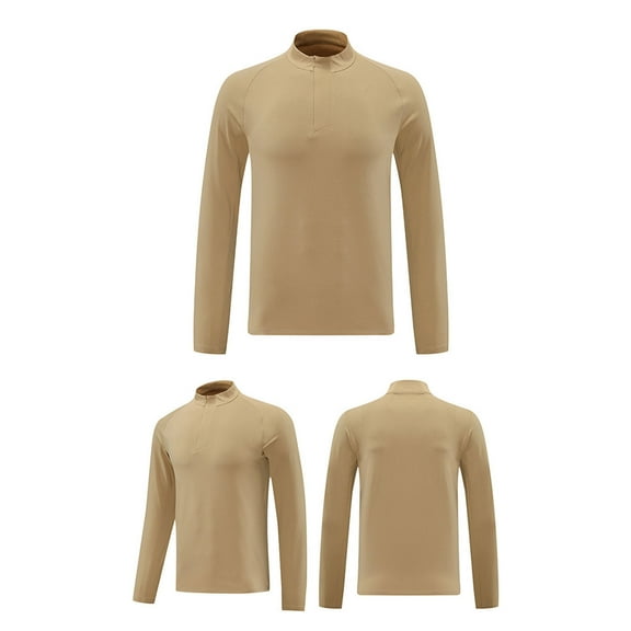 Mens Cooling T Shirts Long Sleeve Plus Size S-4X Big & Tall T-Shirts with Zip Mock Neck Stretchy Slim Pullover Solid Athletic Workout Tops