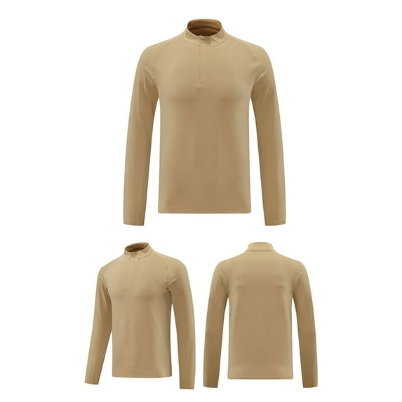 Mens Cooling T Shirts Long Sleeve Plus Size S-4X Big & Tall T-Shirts with Zip Mock Neck Stretchy Slim Pullover Solid Athletic Workout Tops