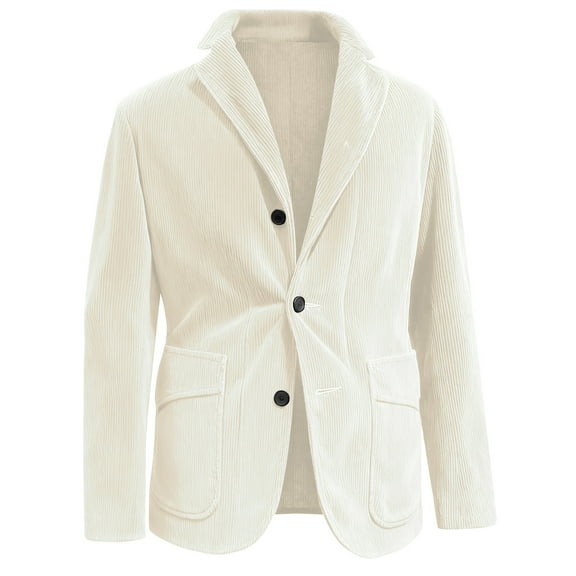 Mens Corduroy Blazer Casual Dress Work Wear Corduroy Suit Jackets Long Sleeve Sport Coat Single Breasted Notched Lape Tweed Mens Blazer Formal Vintage Blazer Dwelliawo White L