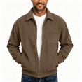 thumbnail image 1 of Mens Corduroy Bomber Jacket with Pocekts Full Zip Lapel Long Sleeve Lightweight Casual Shirt Jacekt Khaki XL, 1 of 8