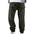 thumbnail image 1 of Mens Corduroy Cargo Jogger Pants Elastic Waist Drawstring Multi-Pocket Pants Trendy Casual Work Army Green L, 1 of 7