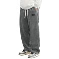 thumbnail image 1 of Mens Corduroy Casual Pants Fashion Loose Fit Wide Leg Straight Sweatpants Elastic Waist Drawstring Gray XS, 1 of 10