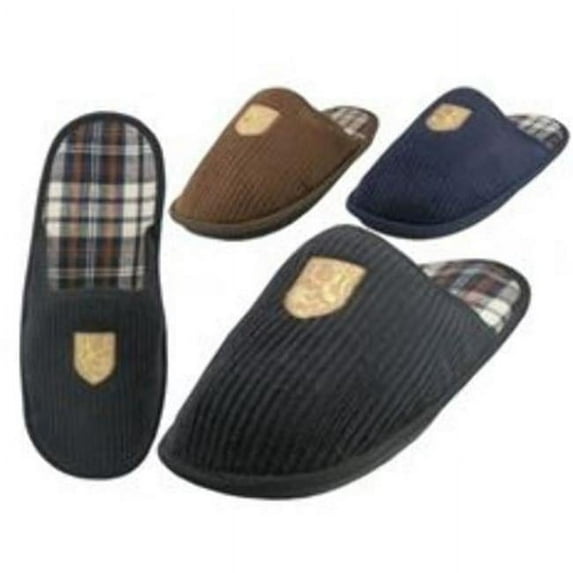 Mens Corduroy Embroidered Slippers - Case of 36