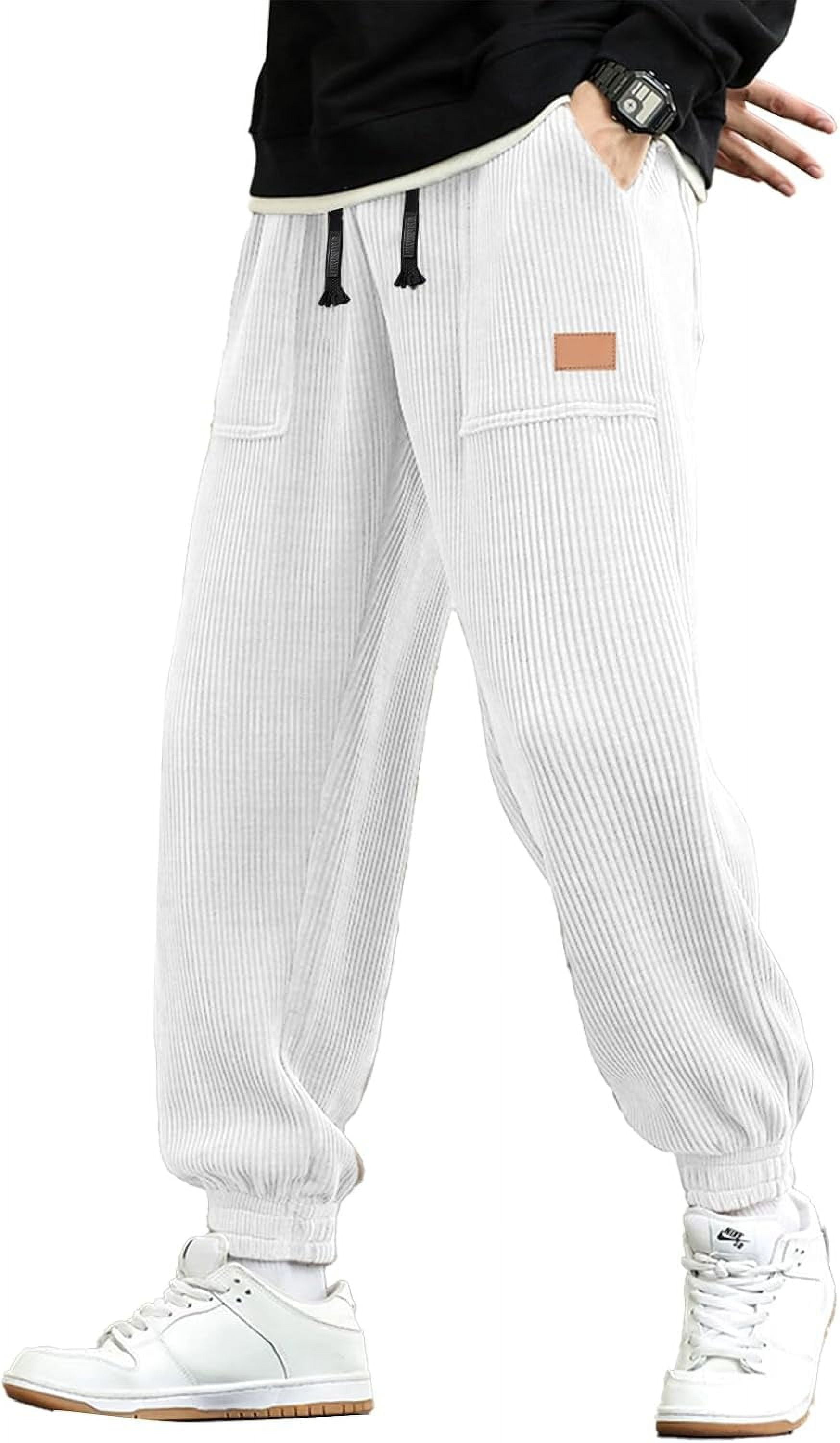 【U LAN】GT Corduroy Cargo String Pants Wyongtao Mens Corduroy Cargo Pants Drawstring Elastic Waist