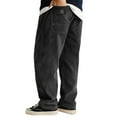 thumbnail image 1 of Mens Corduroy Loose Fit Trousers Straight Leg Casual Pants With Patch Pockets And Elastic Waistband For Daily Wear, 1 of 3