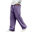 thumbnail image 1 of Mens Corduroy Pants Casual Baggy Pants Wide Leg Loose Fit Joggers Sweatpants Elastic Waist Drawstring with Pockets, 1 of 6