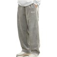 thumbnail image 1 of Mens Corduroy Pants Casual Straight Wide Leg Comfy Sweatpants Elastic Waisted Lounge Trousers with Pockets, 1 of 6