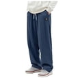 thumbnail image 1 of Mens Corduroy Pants Straight Fit Mens Corduroy Pants Drawstring Elastic Waist Casual Pants Straight Baggy Sweatpants with Pockets, 1 of 6
