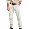 thumbnail image 1 of Mens Corduroy Pants Straight Wide Leg Button Work Pants Vintage Cargo Pants with Multi Pockets for Streetwear, 1 of 9