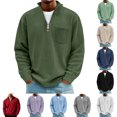 thumbnail image 1 of Mens Corduroy Quarter Zipper Sweater Pullovers Stand Collared Pullover Tops with Pocket for Work Everyday, 1 of 10