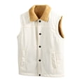 thumbnail image 1 of Mens Corduroy Sherpa Linen Vest Winter Warm Lapel Button Quilted Waistcoat Cozy Puff Fuzzy Sleeveless Outerwear Jackets, 1 of 8