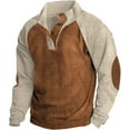 thumbnail image 1 of Mens Corduroy Shirt Lapel Collar Button Up Pullover Mock Neck Long Sleeve Sweaters Polo Sweatshirts with Elbow Patches, 1 of 5