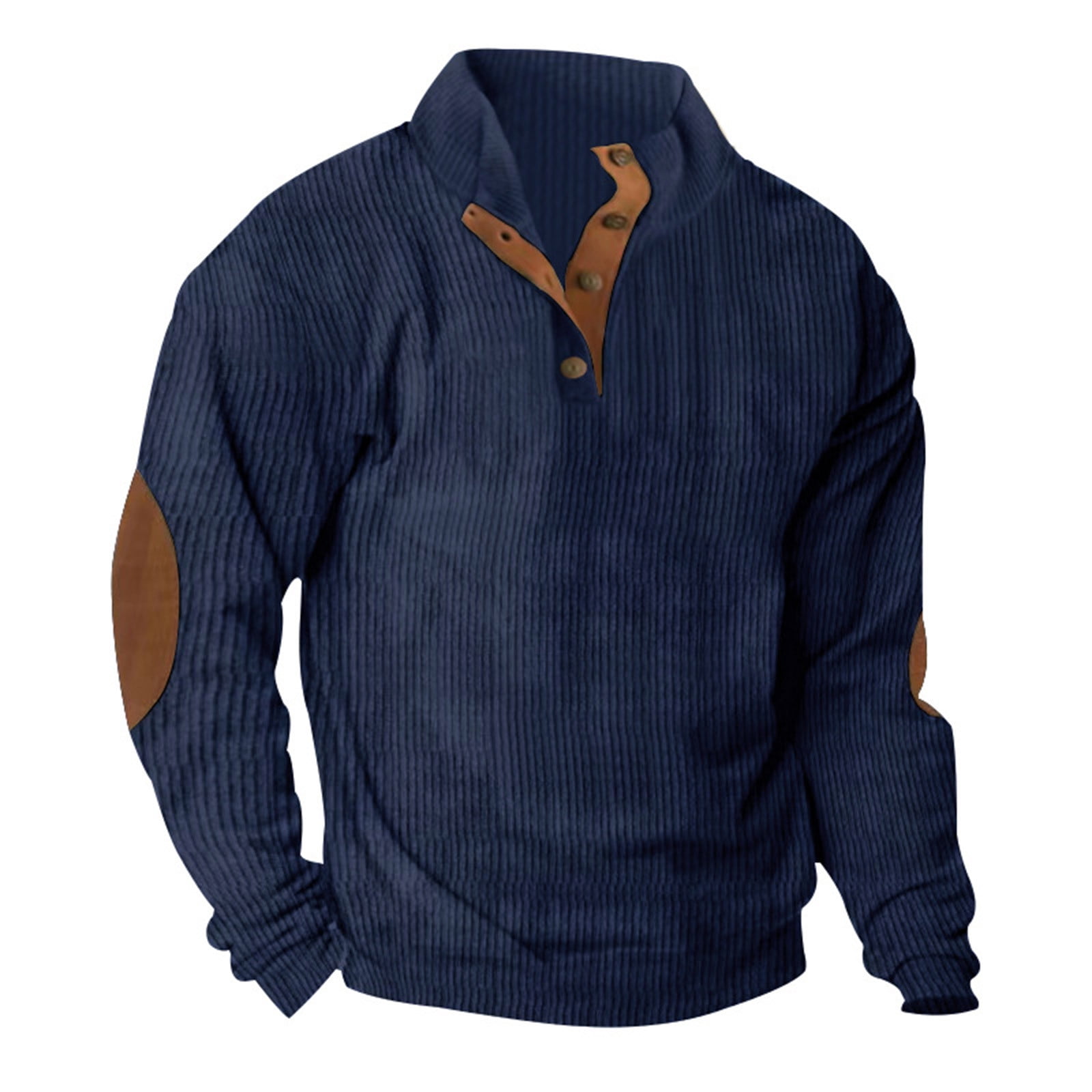 Mens Corduroy Shirts with Elbow Patches Vintage Color Block Button