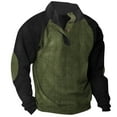 thumbnail image 1 of Mens Corduroy Shirts with Elbow Patches Vintage Color Block Button Up Mock Neck Long Sleeve Casual Sweatshirts, 1 of 2