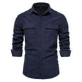 thumbnail image 1 of Mens Corduroy-Shirts with Pockets and Collar Long Sleeve Button-Down Tshirts Shirt Casual Solid Color Slim-Fit Lapel Office Work T-Shirts Tops, 1 of 4