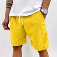 thumbnail image 1 of Mens Corduroy Shorts 7 Inch Elastic Waist Drawstring Lightweight Beach Shorts With Pockets Yellow 2XL, 1 of 6