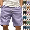 thumbnail image 1 of Mens Corduroy Shorts Casual Elastic Waistband Big and Tall Shorts Solid Color Lightweight Work Short with Pockets Light Purple 4XL, 1 of 4