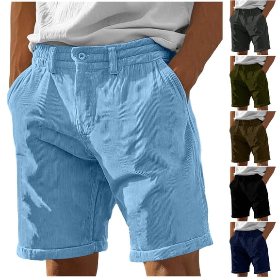 Mens Corduroy Shorts Casual Summer Beach Shorts for Men with Pockets Navy XL