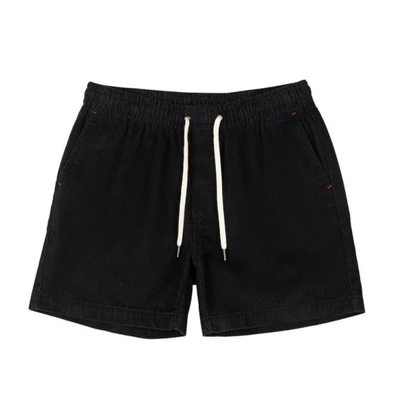 Mens Corduroy Shorts Lace up Elastic Waist Casual Short Pants Summer Outdoor Casual Sport Shorts with Pockets