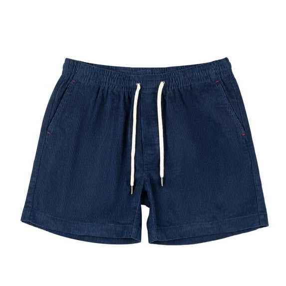 Mens Corduroy Shorts Lace up Elastic Waist Casual Short Pants Summer Outdoor Casual Sport Shorts with Pockets