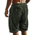 thumbnail image 1 of Mens Corduroy Shorts Vintage Texture Beach Casual Shorts Plus Size Drawstring Baggy Short Pants Pockets Resort Wear Army Green M, 1 of 3