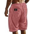 thumbnail image 1 of Mens Corduroy Shorts Vintage Texture Beach Casual Shorts Plus Size Drawstring Baggy Short Pants Pockets Resort Wear Pink 4XL, 1 of 3