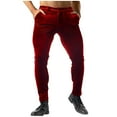 thumbnail image 1 of Mens Corduroy Straight Leg Pants Long Solid Elastic Waist Solid-Color Pocket Casual Pants Loose Fit Going Out Pants Burgundy, 1 of 6