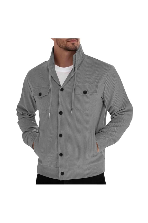 Mens Corduroy Sweater Jackets V Neck Button Up Sweaters Coats Loose Fit Thermal Blazer Comfort Casual Sweater Tops with Pockets