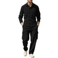 thumbnail image 1 of Mens Corduroy Two Piece Set Long Sleeve Button Down Shirt and Cargo Pants Outfit with Pockets Casual Relaxed Fit Tracksuit for Everyday Wear, 1 of 4