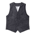 thumbnail image 1 of Mens Corduroy Waistcoat V Neck Casual Sleeveless Jacket Slim Fit Business Formal Vest for Wedding Dinner Dark Gray M, 1 of 6