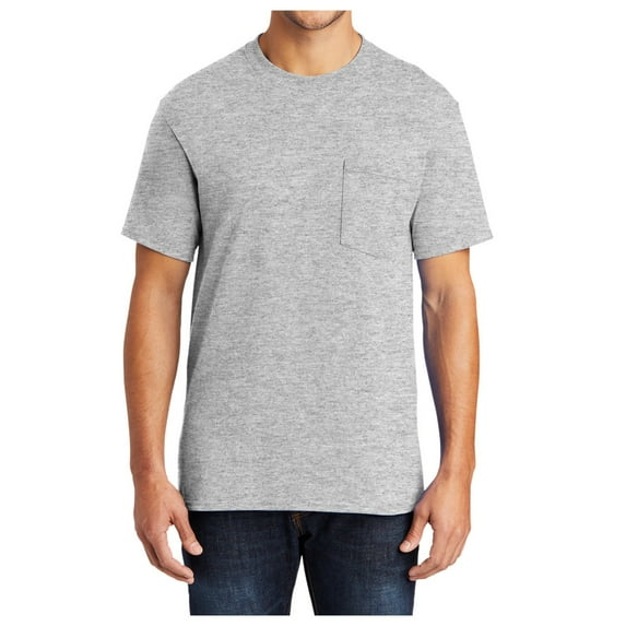 Men's Core Blend Cotton/Polyester Pocket Tee Ash Medium