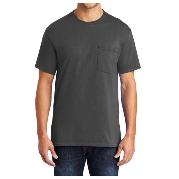 Men's Core Blend Cotton/Polyester Pocket Tee Charcoal Small