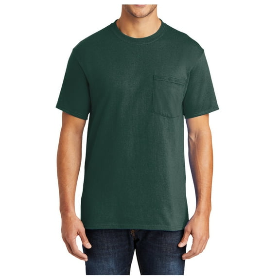 Men's Core Blend Cotton/Polyester Pocket Tee Dark Green Small