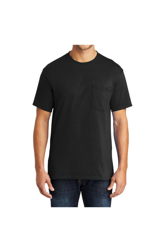 Men's Core Blend Cotton/Polyester Pocket Tee Jet Black 4X-Large