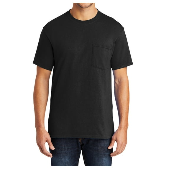 Men's Core Blend Cotton/Polyester Pocket Tee Jet Black 6X-Large