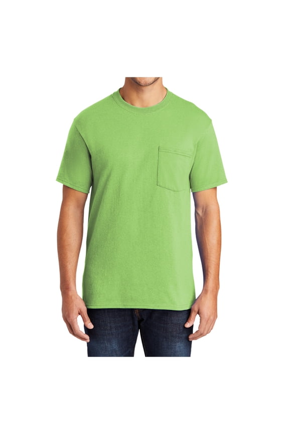 Men's Core Blend Cotton/Polyester Pocket Tee Lime Small