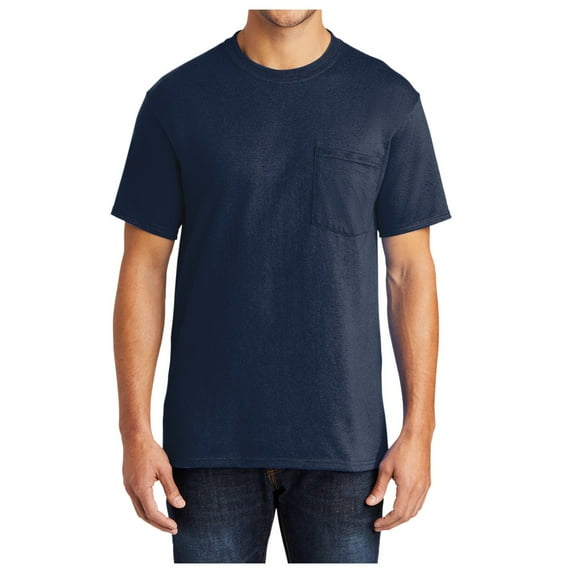 Men's Core Blend Cotton/Polyester Pocket Tee Navy Small