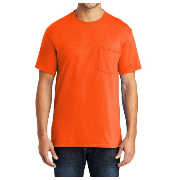 Men's Core Blend Cotton/Polyester Pocket Tee Safety Orange 3X-Large