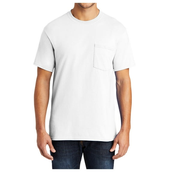 Men's Core Blend Cotton/Polyester Pocket Tee White Medium